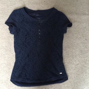 Aeropostale Navy Blue Floral Short Sleeve Shirt